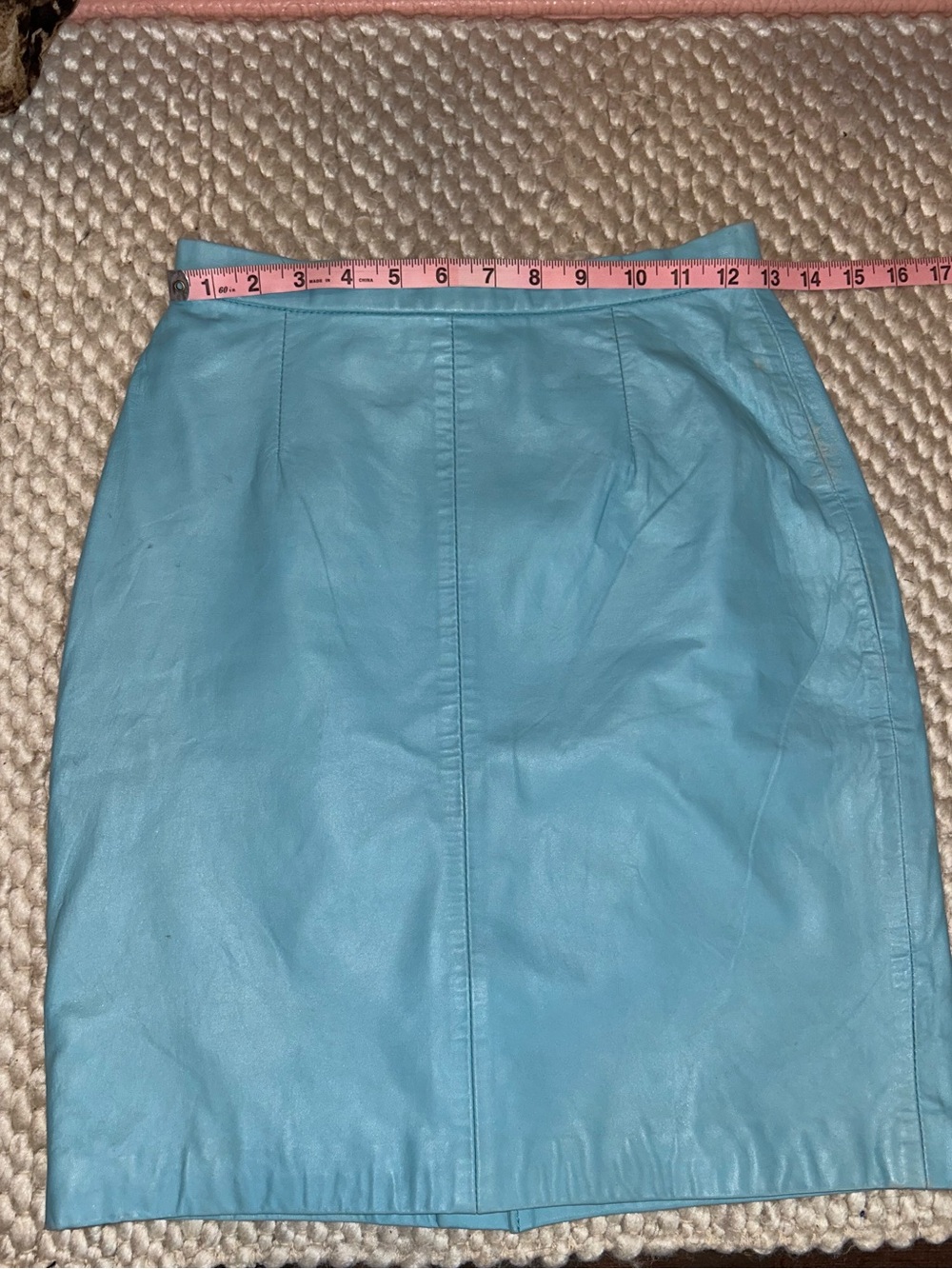 VTG Turquoise Leather Mini Skirt Michael Hoban for North Beach Leather